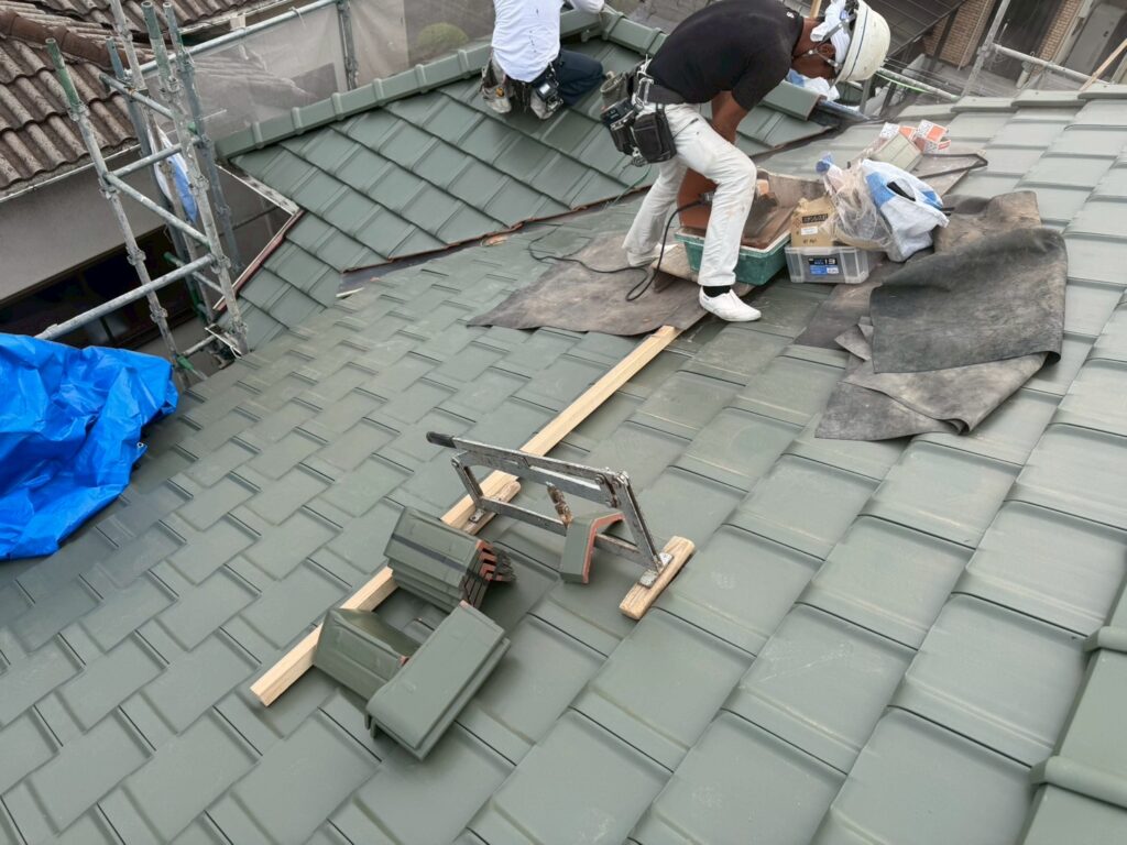平板瓦葺き